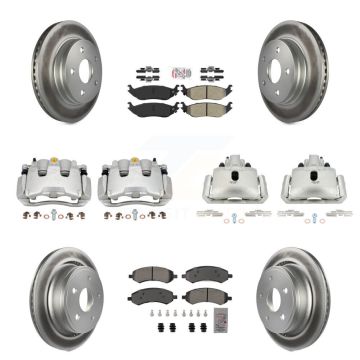 Front Rear Brake Caliper Coat Rotors & Semi-Metallic Pad Kit (10Pc) For Ram 1500 Classic KCG-101554N