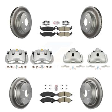 Front Rear Brake Caliper Coat Rotors & Semi-Metallic Pad Kit (10Pc) For Ram 1500 Classic KCG-101555N