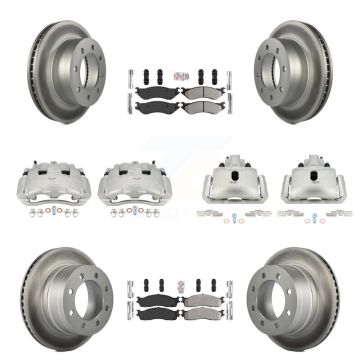 Front Rear Disc Brake Caliper Coat Rotor Semi-Metallic Pad Kit (10Pc) For Dodge Ram 1500 KCG-101557N