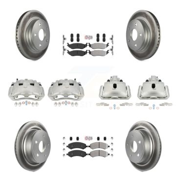 Front Rear Disc Brake Caliper Coat Rotor Semi-Metallic Pad Kit (10Pc) For Dodge Ram 1500 KCG-101558N