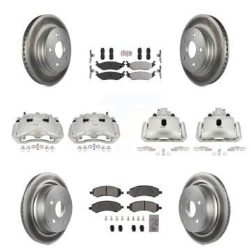 Front Rear Disc Brake Caliper Coat Rotor Semi-Metallic Pad Kit (10Pc) For Dodge Ram 1500 KCG-101559N