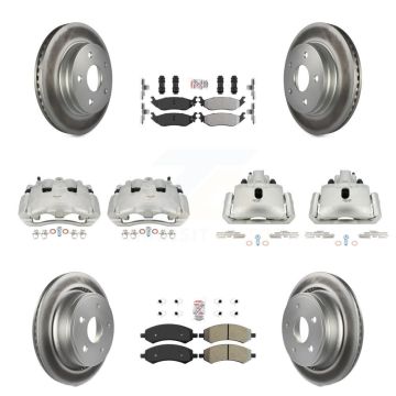 Front Rear Disc Brake Caliper Coat Rotor Semi-Metallic Pad Kit (10Pc) For Dodge Ram 1500 KCG-101560N