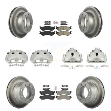 Front Rear Disc Brake Caliper Coat Rotor Semi-Metallic Pad Kit (10Pc) For Dodge Ram 1500 KCG-101561N