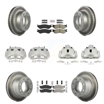 Front Rear Disc Brake Caliper Coat Rotor Semi-Metallic Pad Kit (10Pc) For Dodge Ram 1500 KCG-101562N
