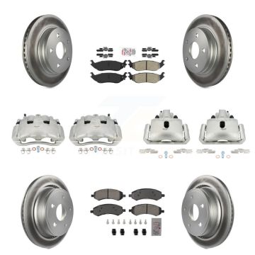 Front Rear Disc Brake Caliper Coat Rotor Semi-Metallic Pad Kit (10Pc) For Dodge Ram 1500 KCG-101564N