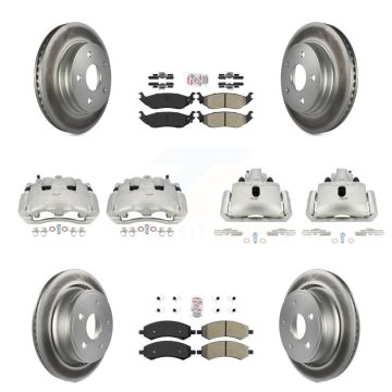 Front Rear Disc Brake Caliper Coat Rotor Semi-Metallic Pad Kit (10Pc) For Dodge Ram 1500 KCG-101565N