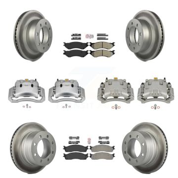 Front Rear Brake Caliper Coat Rotor Semi-Metallic Pad Kit (10Pc) For Dodge Ram 3500 2500 KCG-101568N