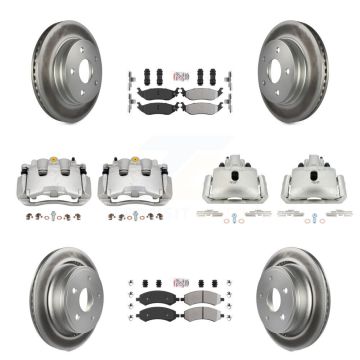 Front Rear Disc Brake Caliper Coat Rotor Semi-Metallic Pad Kit (10Pc) For Chrysler Aspen KCG-101570N