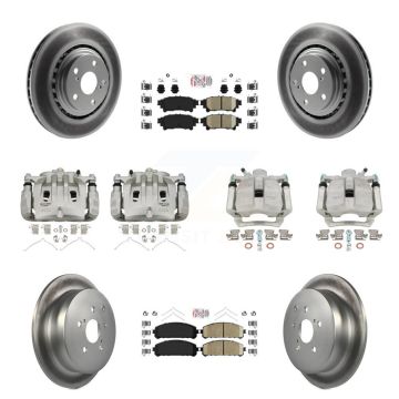 Front Rear Disc Brake Caliper Coat Rotor & Ceramic Pad Kit (10Pc) For Lexus RX350 RX450h KCG-101585N