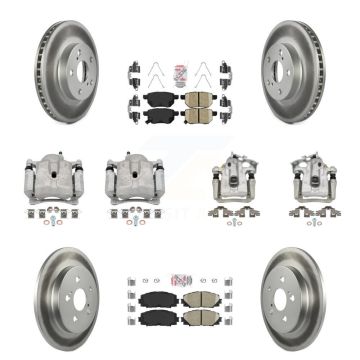 Front Rear Disc Brake Caliper Coat Rotor Ceramic Pad Kit (10Pc) For Toyota Prius Plug-In KCG-101589N