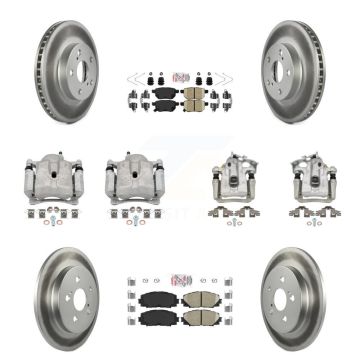 Front Rear Disc Brake Caliper Coat Rotor Ceramic Pad Kit (10Pc) For Toyota Prius Plug-In KCG-101591N