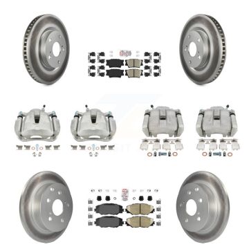 Front Rear Disc Brake Caliper Coated Rotors And Ceramic Pads Kit (10Pc) For Toyota RAV4 KCG-101594N