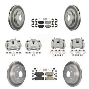 Front Rear Disc Brake Caliper Coated Rotor And Ceramic Pad Kit (10Pc) For Toyota RAV4 LE KCG-101606N