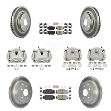 Front Rear Disc Brake Caliper Coated Rotor And Ceramic Pad Kit (10Pc) For Toyota RAV4 LE KCG-101609N