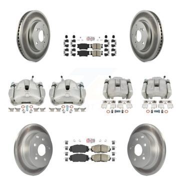 Front Rear Brake Caliper Coat Rotors Ceramic Pad Kit (10Pc) For 2014-2015 Toyota RAV4 LE KCG-101615N