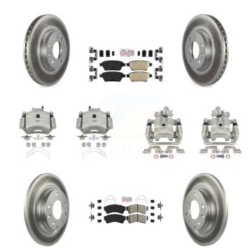 Front Rear Brake Caliper Coat Rotor & Ameribrakes Pad Kit (10Pc) For Ford Fusion Mazda 6 KCG-101621N