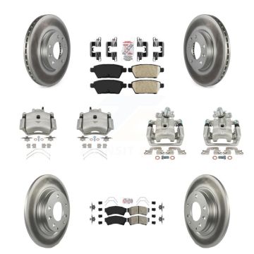 Front Rear Brake Caliper Coat Rotor & Ameribrakes Pad Kit (10Pc) For Ford Fusion Mazda 6 KCG-101622N