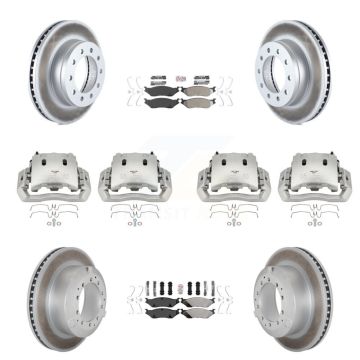 Front Rear Brake Caliper Coat Rotors & Semi-Metallic Pad Kit (10Pc) For Ford F-450 Super KCG-101626N