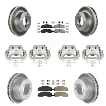 Front Rear Disc Brake Caliper Coated Rotors And Semi-Metallic Pads Kit (10Pc) For KCG-101628N