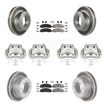 Front Rear Disc Brake Caliper Coated Rotors And Semi-Metallic Pads Kit (10Pc) For KCG-101629N
