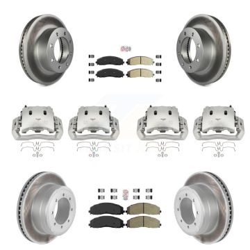 Front Rear Disc Brake Caliper Coated Rotors And Semi-Metallic Pads Kit (10Pc) For KCG-101630N