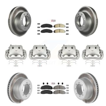 Front Rear Disc Brake Caliper Coated Rotors And Semi-Metallic Pads Kit (10Pc) For KCG-101631N