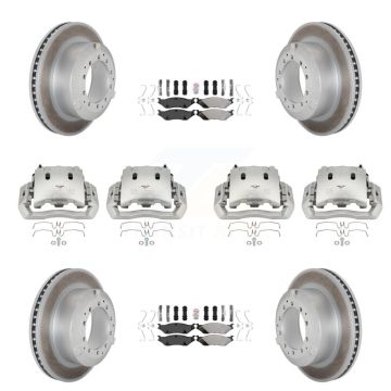 Front Rear Disc Brake Caliper Coated Rotors And Semi-Metallic Pads Kit (10Pc) For KCG-101632N