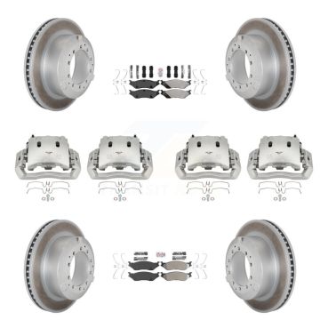 Front Rear Disc Brake Caliper Coated Rotors And Semi-Metallic Pads Kit (10Pc) For KCG-101633N