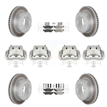 Front Rear Disc Brake Caliper Coated Rotors And Semi-Metallic Pads Kit (10Pc) For KCG-101634N