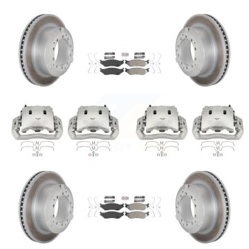 Front Rear Disc Brake Caliper Coated Rotors And Semi-Metallic Pads Kit (10Pc) For KCG-101635N
