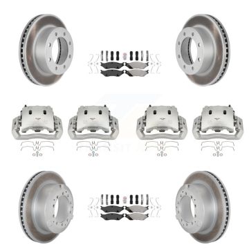 Front Rear Disc Brake Caliper Coated Rotors And Semi-Metallic Pads Kit (10Pc) For KCG-101636N