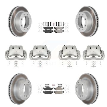 Front Rear Disc Brake Caliper Coated Rotors And Semi-Metallic Pads Kit (10Pc) For KCG-101637N