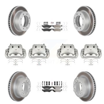 Front Rear Disc Brake Caliper Coated Rotors And Semi-Metallic Pads Kit (10Pc) For KCG-101638N