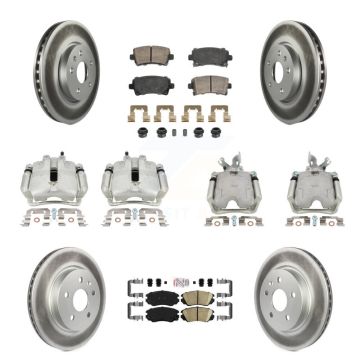 Front Rear Disc Brake Caliper Coated Rotor And Ceramic Pad Kit (10Pc) For Buick LaCrosse KCG-101645N