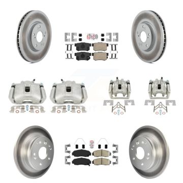 Front Rear Disc Brake Caliper Coated Rotors And Ceramic Pads Kit (10Pc) For Acura TL KCG-101656N