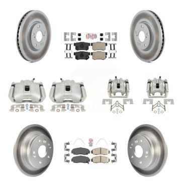 Front Rear Disc Brake Caliper Coated Rotors And Ceramic Pads Kit (10Pc) For Acura TL KCG-101657N