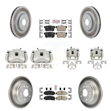 Front Rear Disc Brake Caliper Coated Rotors And Ceramic Pads Kit (10Pc) For Acura TL KCG-101658N