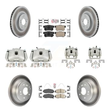 Front Rear Disc Brake Caliper Coated Rotors And Ceramic Pads Kit (10Pc) For Acura TL KCG-101659N
