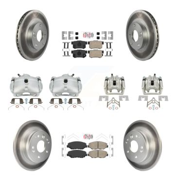 Front Rear Brake Caliper Coat Rotor & Ceramic Pad Kit (10Pc) For 2003-2011 Honda Element KCG-101660N