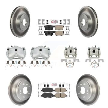 Front Rear Brake Caliper Coat Rotor & Ceramic Pad Kit (10Pc) For 2003-2011 Honda Element KCG-101661N