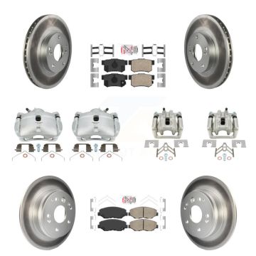 Front Rear Brake Caliper Coat Rotor & Ceramic Pad Kit (10Pc) For 2003-2011 Honda Element KCG-101662N