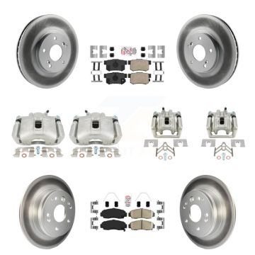 Front Rear Disc Brake Caliper Coated Rotors And Ceramic Pads Kit (10Pc) For Acura TL KCG-101664N