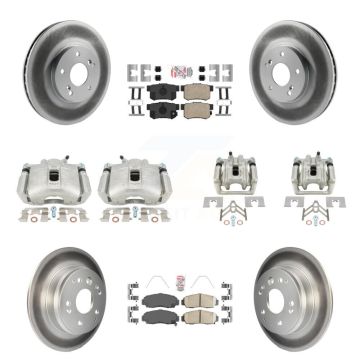Front Rear Disc Brake Caliper Coated Rotors And Ceramic Pads Kit (10Pc) For Acura TL KCG-101665N