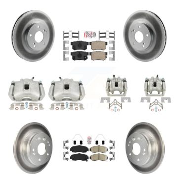 Front Rear Disc Brake Caliper Coated Rotors And Ceramic Pads Kit (10Pc) For Acura TL KCG-101666N