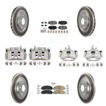 Front Rear Brake Caliper Coat Rotor & Ameribrakes Pad Kit (10Pc) For 14-20 Dodge Journey KCG-101669N