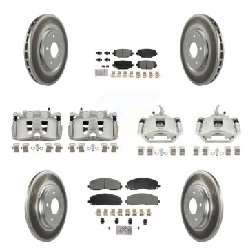Front Rear Brake Caliper Coat Rotor Semi-Metallic Pad Kit (10Pc) For 14-20 Dodge Journey KCG-101670N