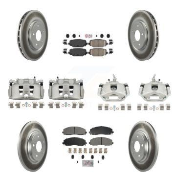 Front Rear Brake Caliper Coat Rotor & Ameribrakes Pad Kit (10Pc) For 14-20 Dodge Journey KCG-101673N