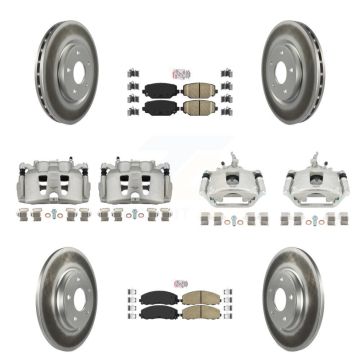 Front Rear Brake Caliper Coat Rotor & Ceramic Pad Kit (10Pc) For 2014-2020 Dodge Journey KCG-101675N