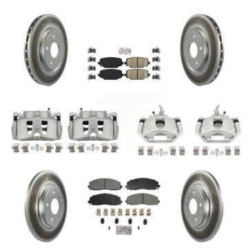 Front Rear Brake Caliper Coat Rotor & Ameribrakes Pad Kit (10Pc) For 14-20 Dodge Journey KCG-101676N