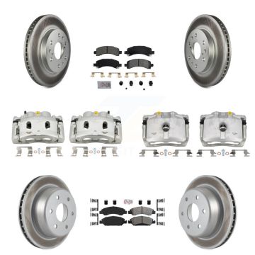 Front Rear Brake Caliper Coat Rotor & Semi-Metallic Pad Kit (10Pc) For Chevrolet Express KCG-101682N